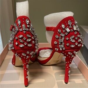BCBG red jeweled heels